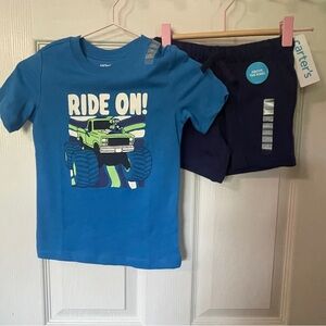 Carter's Blue 'Ride On' Monster Truck T-Shirt and Navy Shorts Set 3T